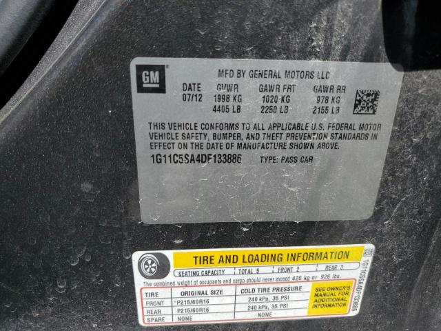 1G11C5SA4DF133886 - 2013 CHEVROLET MALIBU 1LT GRAY photo 12