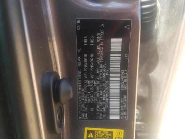 5TDJKRFH4GS258139 - 2016 TOYOTA HIGHLANDER XLE GRAY photo 12