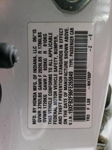 19XFB2F96FE265849 - 2015 HONDA CIVIC EXL 白色 照片 12