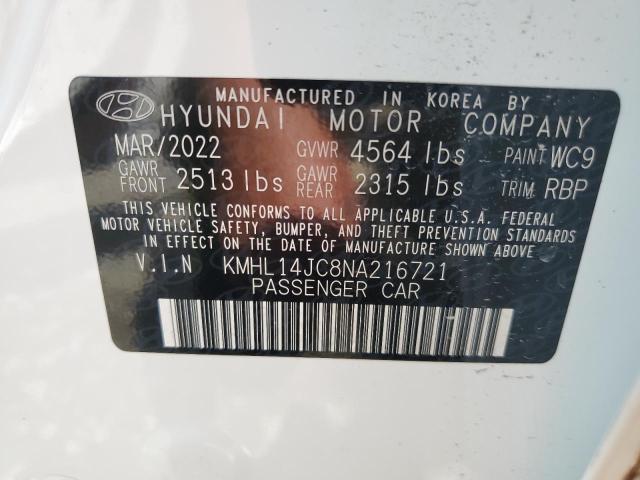 KMHL14JC8NA216721 - 2022 HYUNDAI SONATA N LINE WHITE photo 13