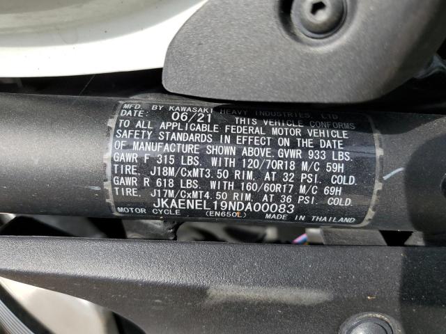 JKAENEL19NDA00083 - 2022 KAWASAKI EN650 L TWO TONE photo 9