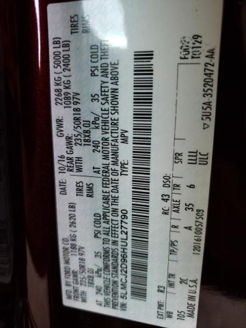 5LMCJ2D96HUL27790 - 2017 LINCOLN MKC SELECT 勃艮第红 照片 14