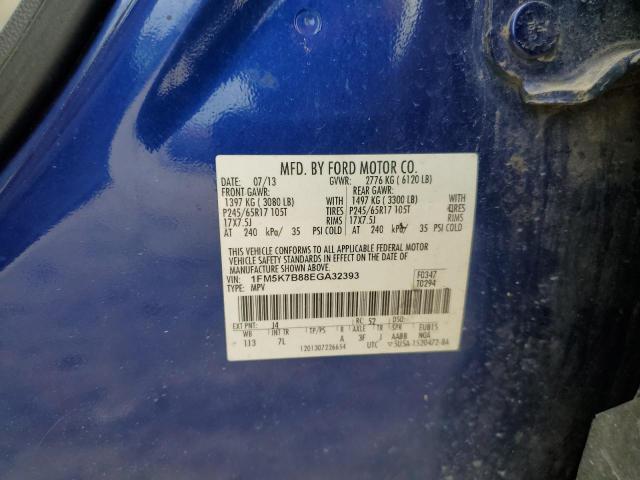 1FM5K7B88EGA32393 - 2014 FORD EXPLORER BLUE photo 12