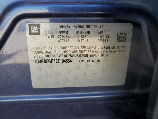 1G4GB5GR5EF194664 - 2014 BUICK LACROSSE BLUE photo 12