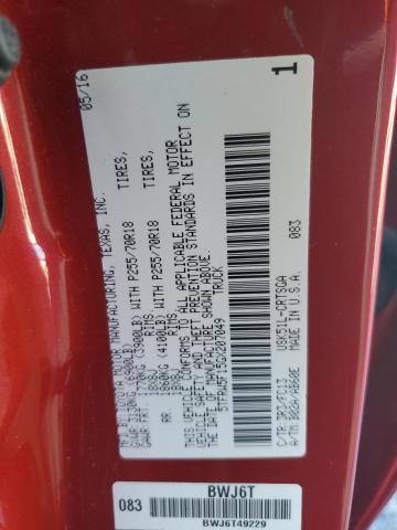 5TFRW5F15GX207049 - 2016 TOYOTA TUNDRA DOUBLE CAB SR/SR5 RED photo 12