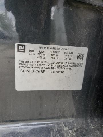 1G11F5SL6FF274888 - 2015 CHEVROLET MALIBU LTZ ნაცრისფერი ფოტო 12