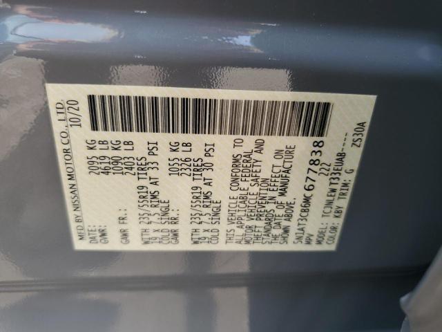 5N1AT3CB6MC677838 - 2021 NISSAN ROGUE SL GRAY photo 13