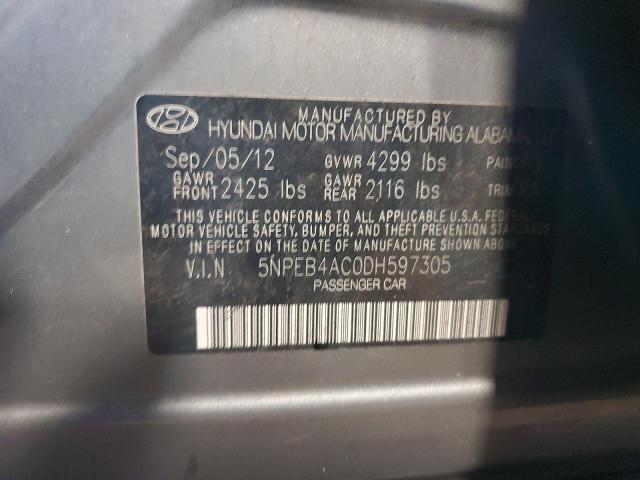 5NPEB4AC0DH597305 - 2013 HYUNDAI SONATA GLS GRAY photo 12