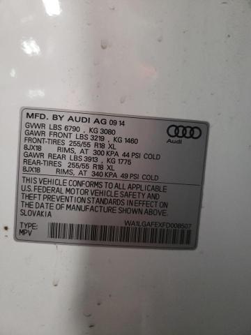 WA1LGAFEXFD008507 - 2015 AUDI Q7 PREMIUM PLUS WHITE photo 13