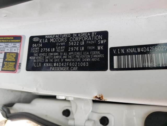 KNALW4D42F6021063 - 2015 KIA K900 WHITE photo 12