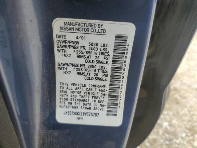 JN8DR09X91W575787 - 2001 NISSAN PATHFINDER LE 蓝色 照片 13