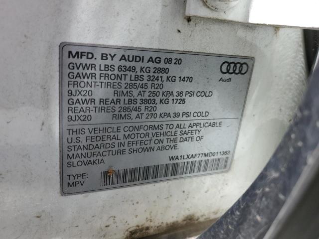 WA1LXAF77MD011363 - 2021 AUDI Q7 PREMIUM PLUS WHITE photo 14