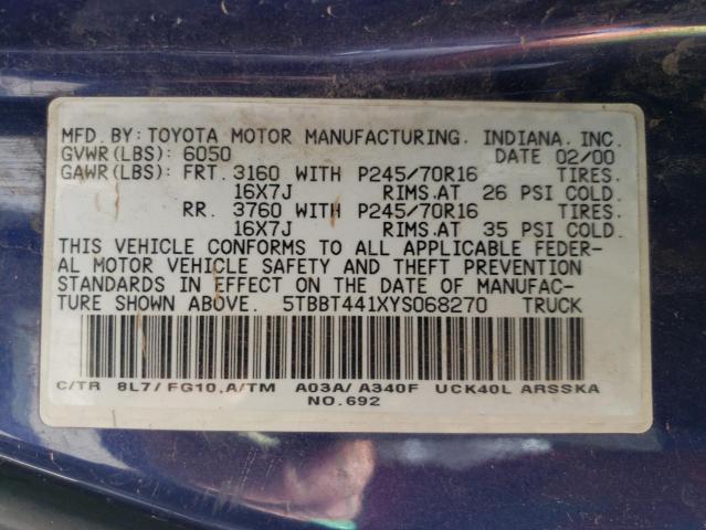 5TBBT441XYS068270 - 2000 TOYOTA TUNDRA ACCESS CAB PURPLE photo 12