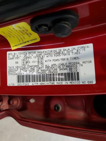 3TMJU4GN9FM192929 - 2015 TOYOTA TACOMA DOUBLE CAB PRERUNNER RED photo 13