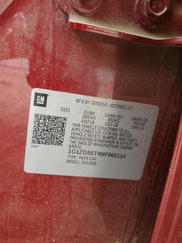 1G1ZG5ST9MF066114 - 2021 CHEVROLET MALIBU RS 勃艮第红 照片 13