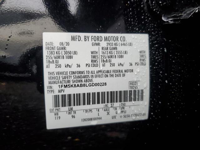 1FM5K8AB8LGD00228 - 2020 FORD EXPLORER POLICE INTERCEPTOR 黑色 照片 13