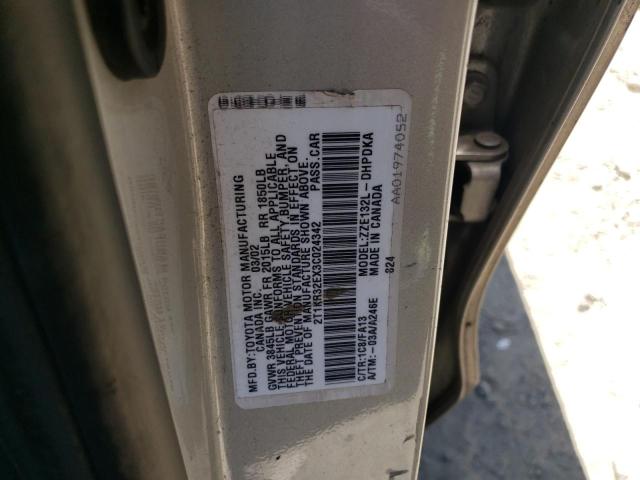 2T1KR32EX3C024342 - 2003 TOYOTA COROLLA MA XR SILVER photo 13