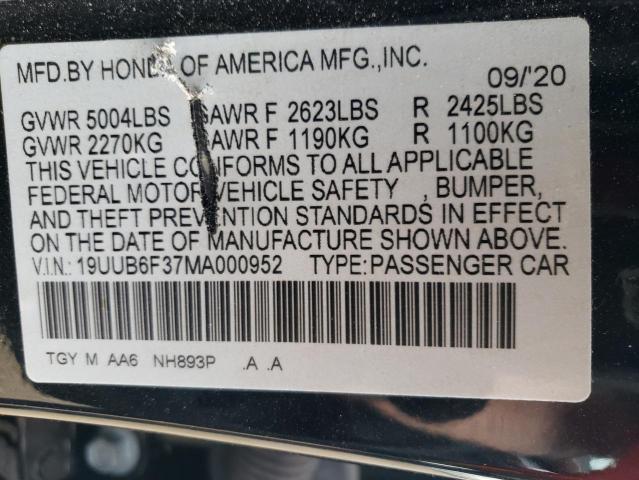 19UUB6F37MA000952 - 2021 ACURA TLX BLACK photo 13