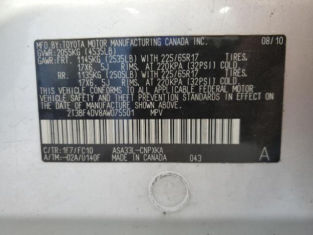 2T3BF4DV8AW075501 - 2010 TOYOTA RAV4 SILVER photo 14