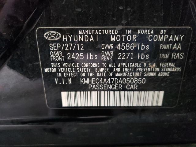 KMHEC4A47DA050850 - 2013 HYUNDAI SONATA HYBRID BLACK photo 12