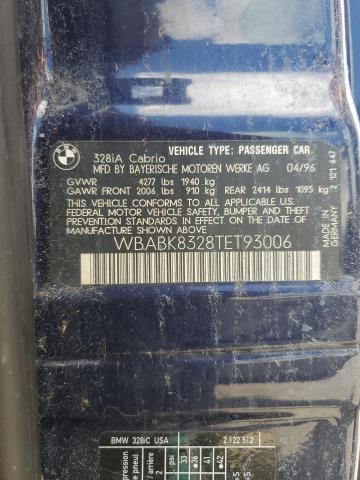 WBABK8328TET93006 - 1996 BMW 328 IC AUTOMATIC Bleu photo 12