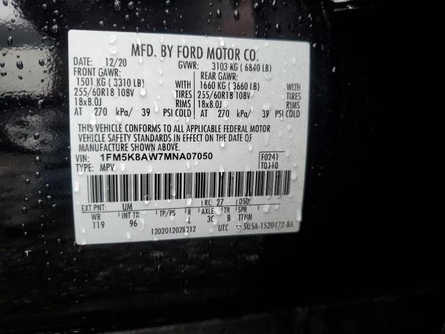 1FM5K8AW7MNA07050 - 2021 FORD EXPLORER POLICE INTERCEPTOR Qara foto 14