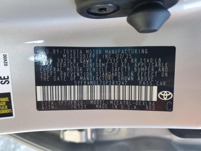 5YFB4MDE7SP281247 - 2025 TOYOTA COROLLA LE ვერცხლისფერი ფოტო 12