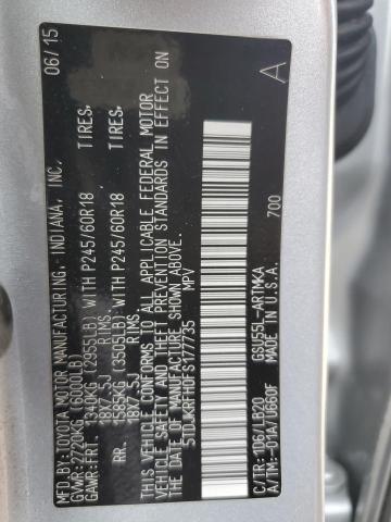 5TDJKRFH0FS177735 - 2015 TOYOTA HIGHLANDER XLE Արծաթագույն լուսանկար 14