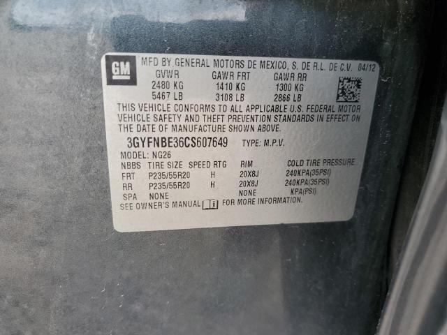 3GYFNBE36CS607649 - 2012 CADILLAC SRX PERFORMANCE COLLECTION Сұр фото 12