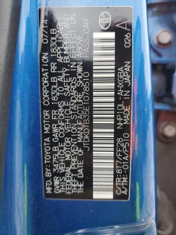 JTDKDTB35E1078510 - 2014 TOYOTA PRIUS C BLUE photo 14