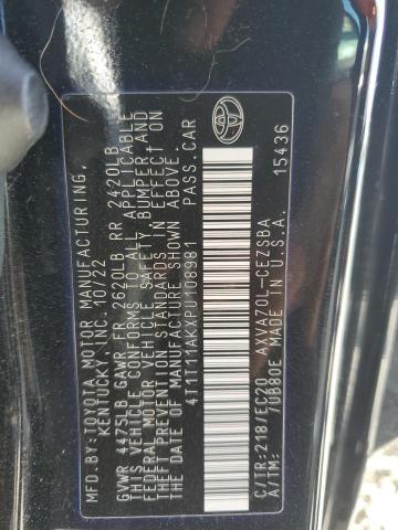 4T1T11AKXPU108981 - 2023 TOYOTA CAMRY SE NIGHT SHADE BLACK photo 13