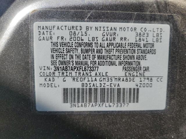 3N1AB7APXFL673377 - 2015 NISSAN SENTRA S SILVER photo 12