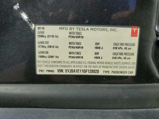 5YJSA1E11GF128028 - 2016 TESLA MODEL S 灰色 照片 13