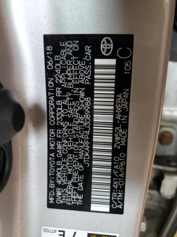 JTDKARFP4J3089988 - 2018 TOYOTA PRIUS PRIM 银色 照片 13