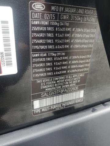 SALGV3TF8FA222606 - 2015 LAND ROVER RANGE ROVE AUTOBIOGRAPHY CHARCOAL photo 13