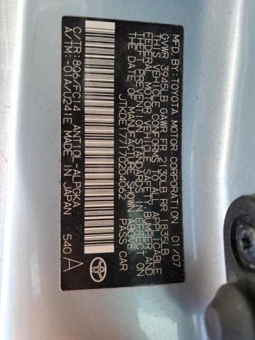 JTKDE177170204062 - 2007 TOYOTA SCION TC 银色 照片 12