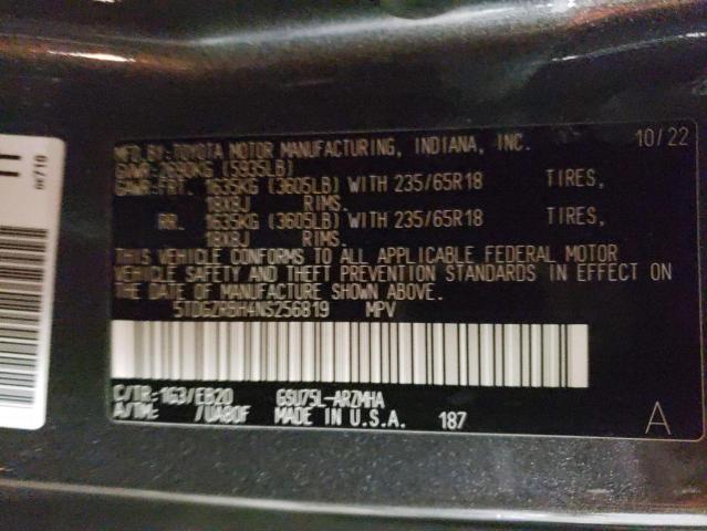 5TDGZRBH4NS256819 - 2022 TOYOTA HIGHLANDER XLE Boz foto 14