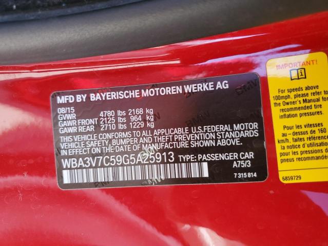WBA3V7C59G5A25913 - 2016 BMW 428 I SULEV RED photo 12