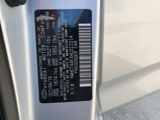 KMHCT4AEXHU223314 - 2017 HYUNDAI ACCENT SE SILVER photo 13