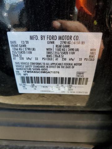 1FM5K8GC0MGA71576 - 2021 FORD EXPLORER ST BLACK photo 13