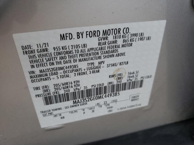 MAJ3S2GE0MC449385 - 2021 FORD ECOSPORT SE SILVER photo 14