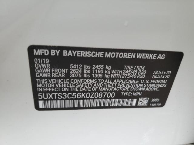 5UXTS3C56K0Z08700 - 2019 BMW X3 XDRIVEM40I WHITE photo 14