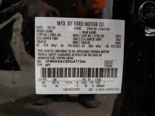 1FM5K8AC8RGA77304 - 2024 FORD EXPLORER POLICE INTERCEPTOR 黑色 照片 14