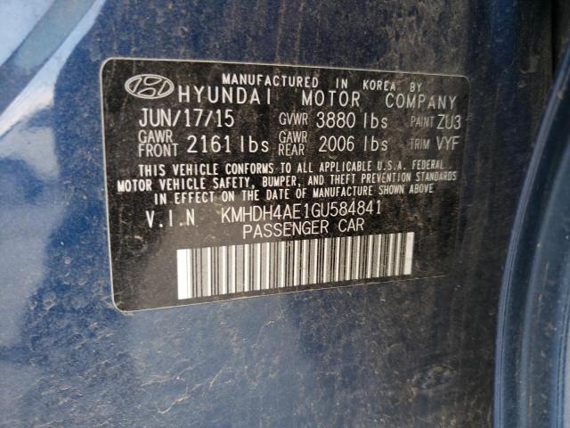 KMHDH4AE1GU584841 - 2016 HYUNDAI ELANTRA SE BLUE photo 13