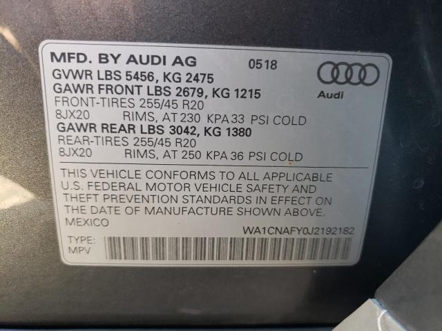 WA1CNAFY0J2192182 - 2018 AUDI Q5 PRESTIGE 灰色 照片 12