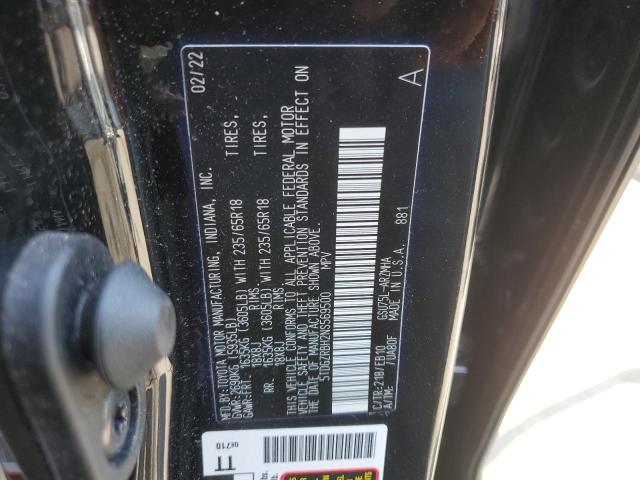 5TDGZRBH2NS569500 - 2022 TOYOTA HIGHLANDER XLE BLACK photo 13