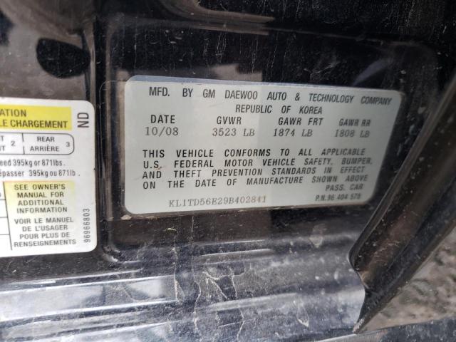 KL1TD56E29B402841 - 2009 CHEVROLET AVEO LS 黑色 照片 12