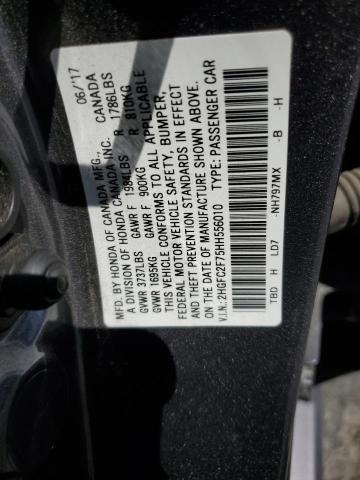 2HGFC2F75HH556010 - 2017 HONDA CIVIC EX GRAY photo 12