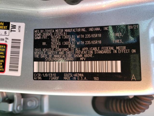 5TDGZRBH9MS158660 - 2021 TOYOTA HIGHLANDER XLE Silber Foto 14