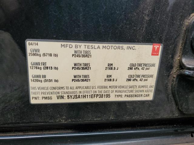 5YJSA1H11EFP38195 - 2014 TESLA MODEL S Зелений фото 12